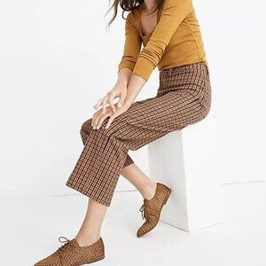 Madewell Plaid Slim Emmett Wide-Leg Crop